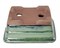 Rectangular Shohin Bonsai, Succulent Pot 6"x 4.5"x 2.5" with Mesh - Green Stain